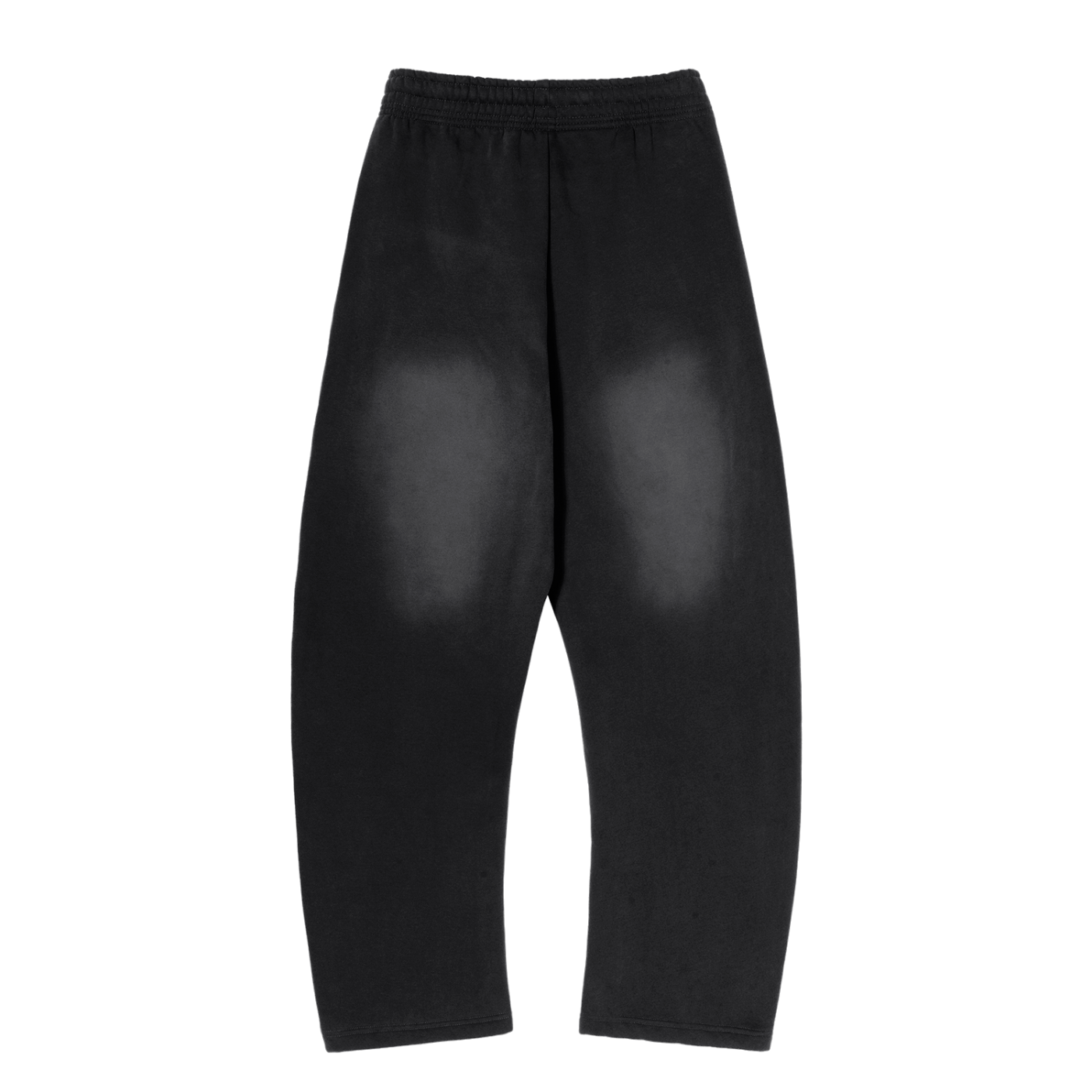 ODMPOD Sunfade Curved Blade fleece sweatpants showing a relaxed fit with curved design details and soft fleece fabric.
