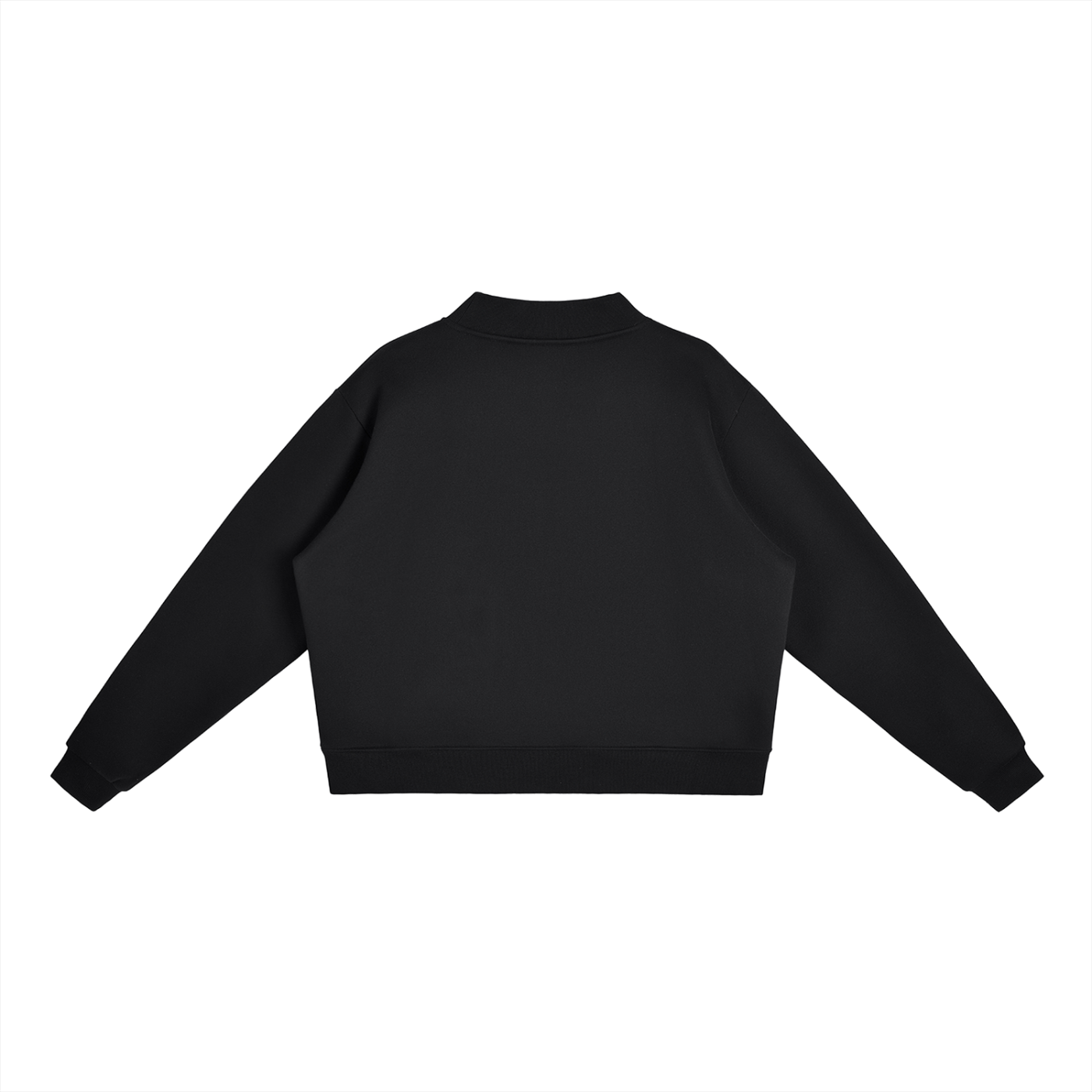 ODMPOD Essential fleece mock-neck crew sweatshirt in soft fabric, shown in a cozy, relaxed fit with long sleeves and ribbed neckline.