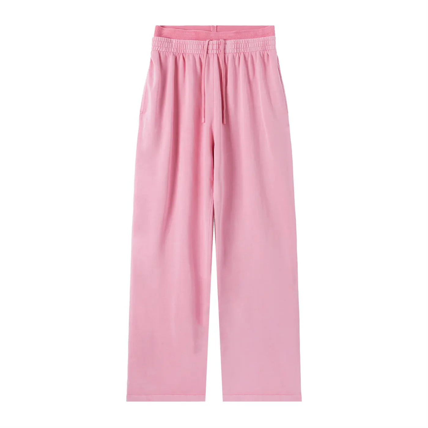 ODMPOD vintage washed waist pants with relaxed fit, featuring a faded denim look and classic waistband design.