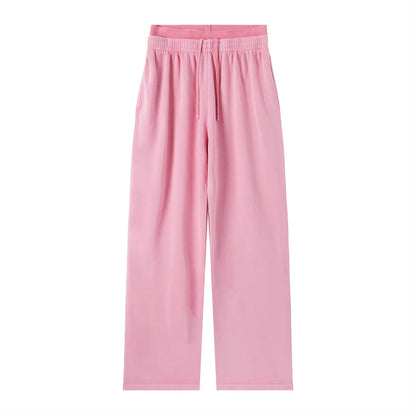 ODMPOD vintage washed waist pants with relaxed fit, featuring a faded denim look and classic waistband design.