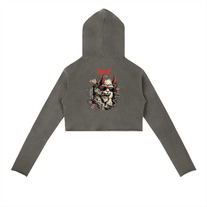 Vintage washed raw edge hoodie by ODMPOD featuring a relaxed fit, distressed edges, and casual streetwear style.