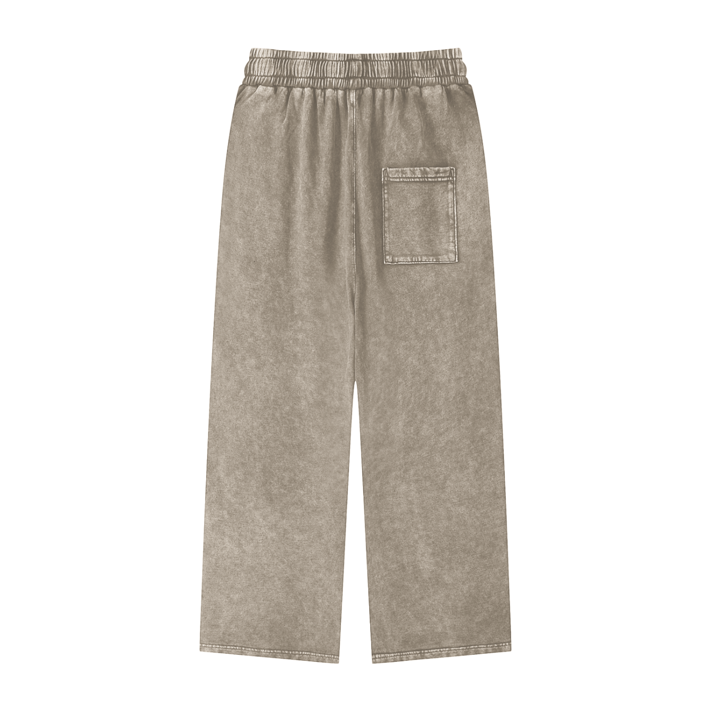 ODMPOD Snow Washed Straight Leg Pants in light denim, showing front view with relaxed fit and subtle distressed details.