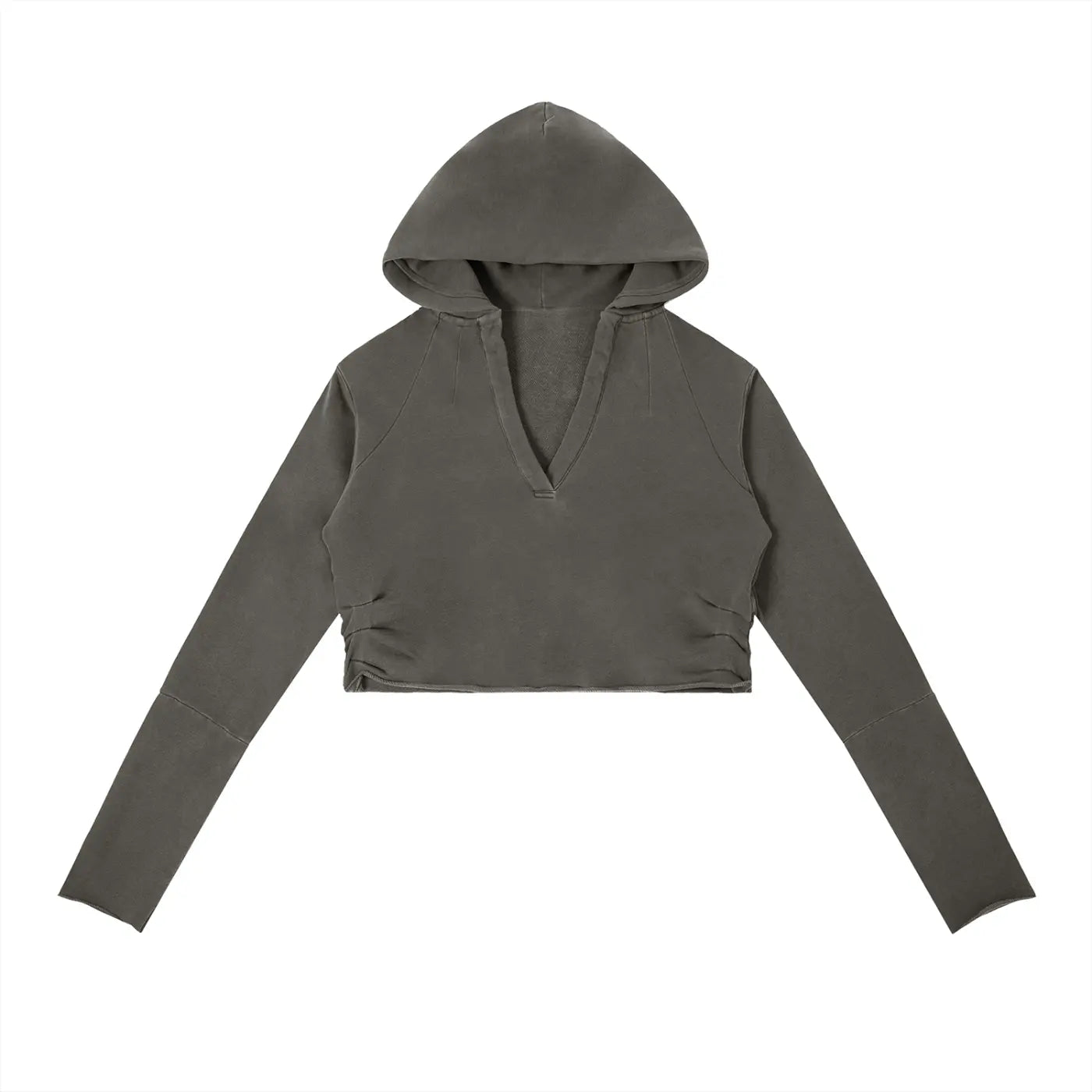 Vintage washed raw edge hoodie by ODMPOD featuring a distressed look and casual fit, shown in a relaxed front view.