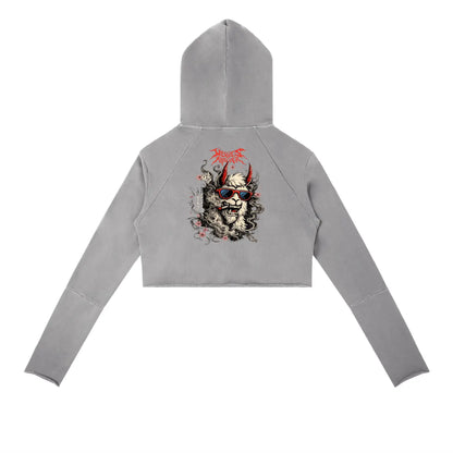Vintage Washed Raw Edge Hoodie by ODMPOD featuring a distressed, casual look with raw hem details and soft fabric.