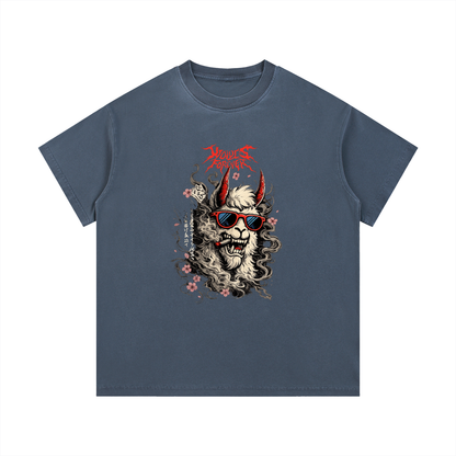 ODMPOD vintage wash cotton T-shirt with a relaxed fit and soft texture, featuring a classic crew neckline and casual style.