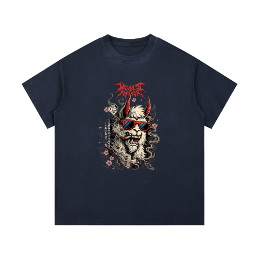 ODMPOD vintage wash cotton T-shirt with a relaxed fit, featuring a soft, worn-in look and classic crew neckline.