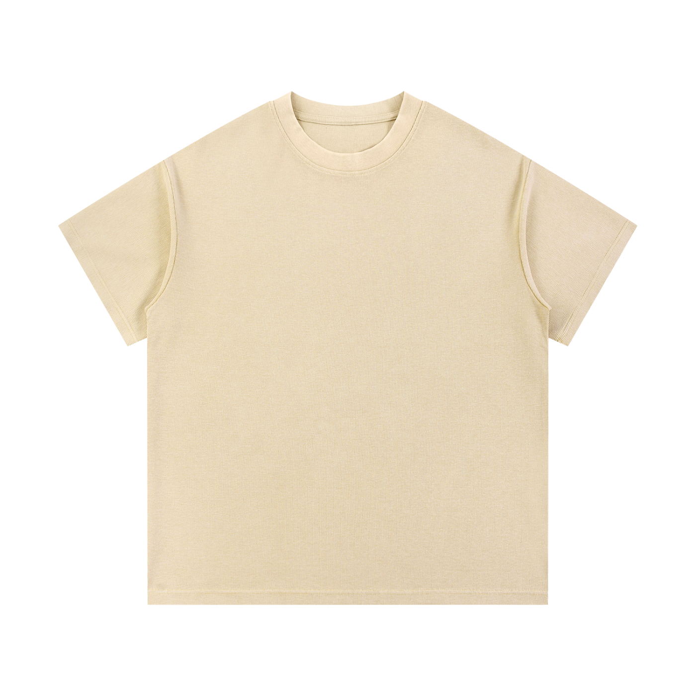 ODMPOD Mineral Wash Waffle Knit T-Shirt showing a soft, textured waffle knit fabric in a relaxed fit, with a mineral wash finish.