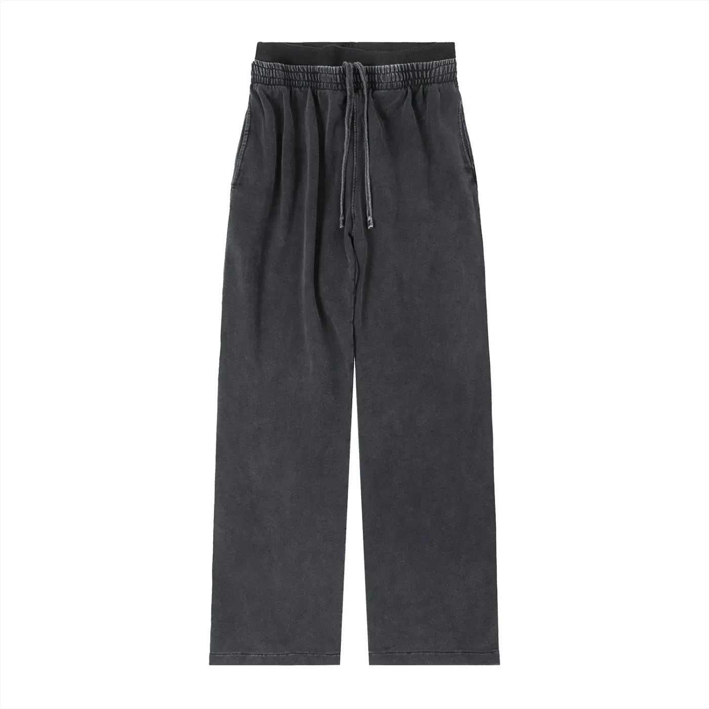 ODMPOD vintage washed waist pants showing relaxed fit and faded denim fabric with belt loops and front pockets.