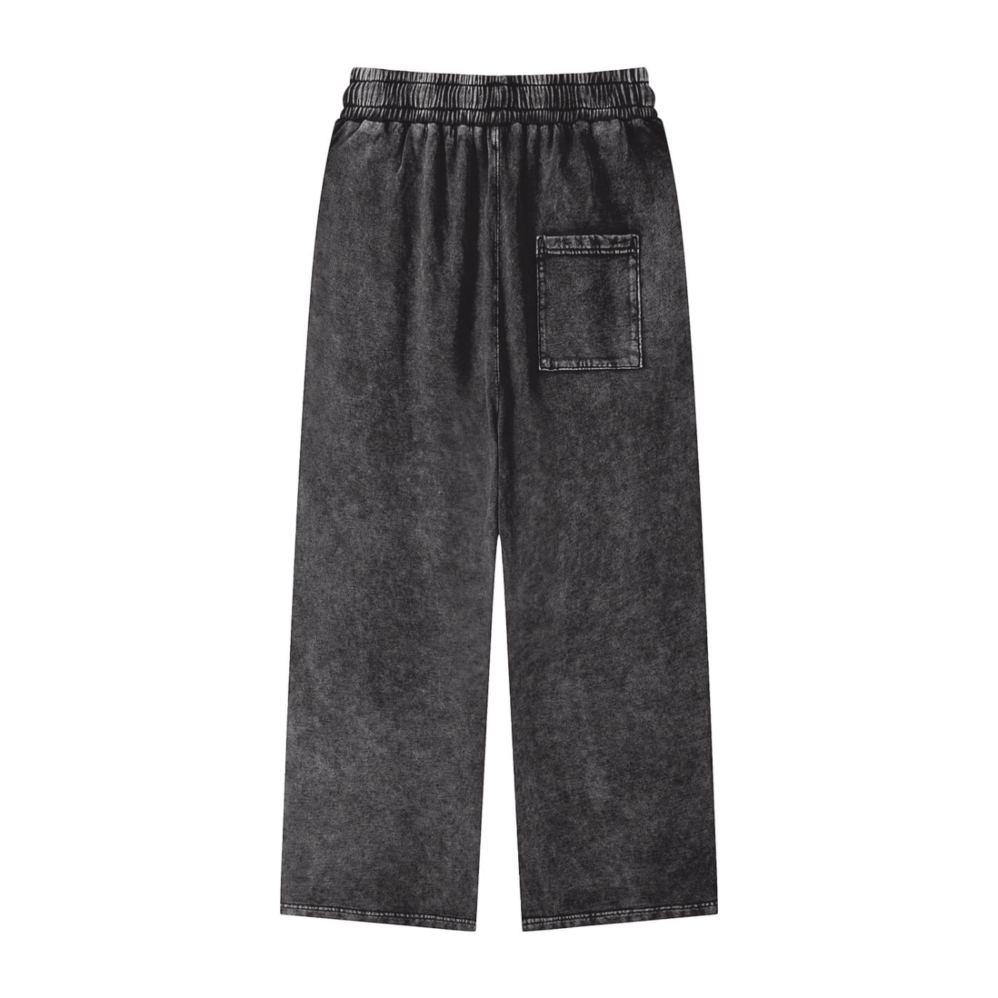 ODMPOD Snow Washed Straight Leg Pants shown in light denim with a relaxed fit and faded wash, displayed on a hanger.
