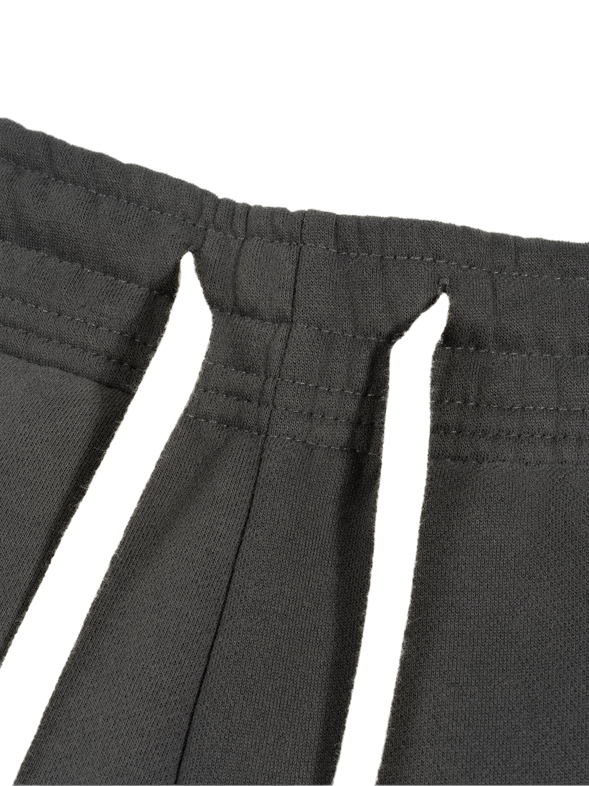 ODMPOD Sunfade Curved Blade fleece sweatpants with relaxed fit and curved design, shown in gray fabric.