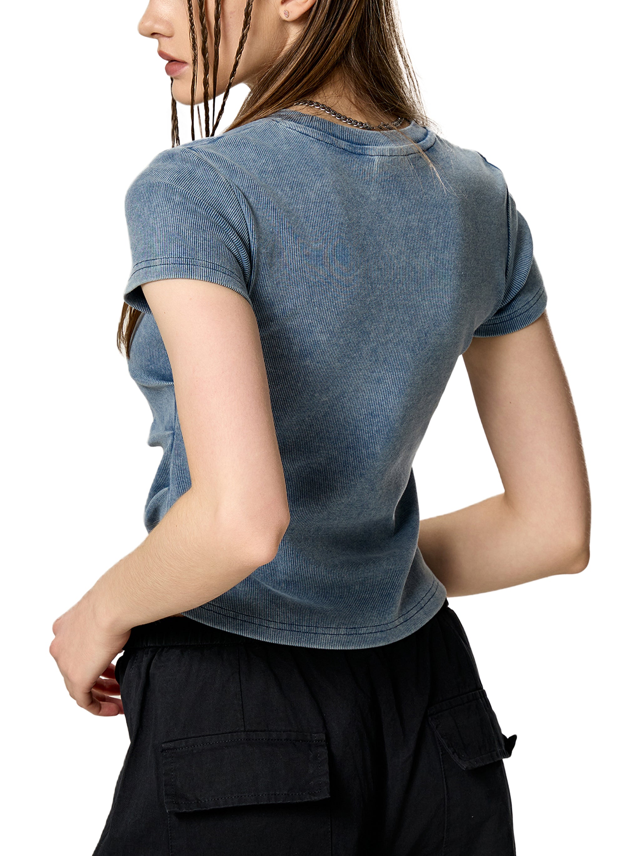 Vintage Washed Bodycon Cotton T-Shirt - SMOKING LLAMA