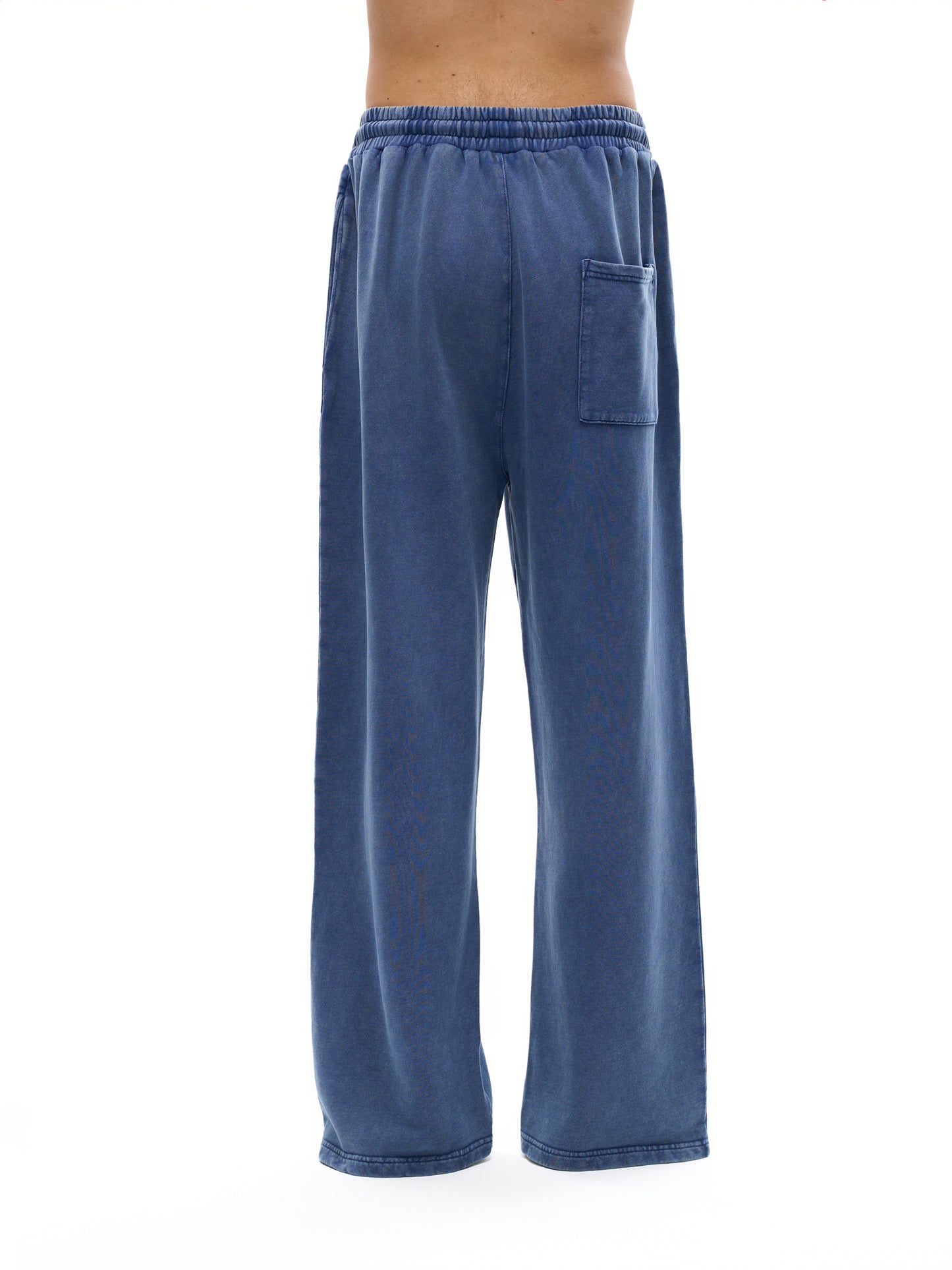 ODMPOD Snow Washed Straight Leg Pants displayed on a model, showcasing casual denim-style pants with a relaxed fit.