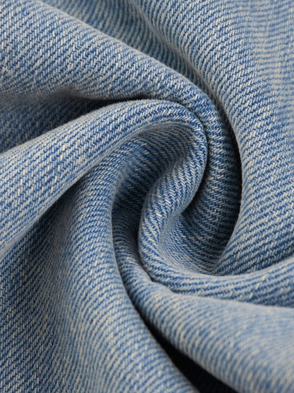 ODMPOD Sun Fade Raw Hem Denim Jeans with distressed finish and faded sun-kissed look, showcasing raw hem detail and classic denim texture.