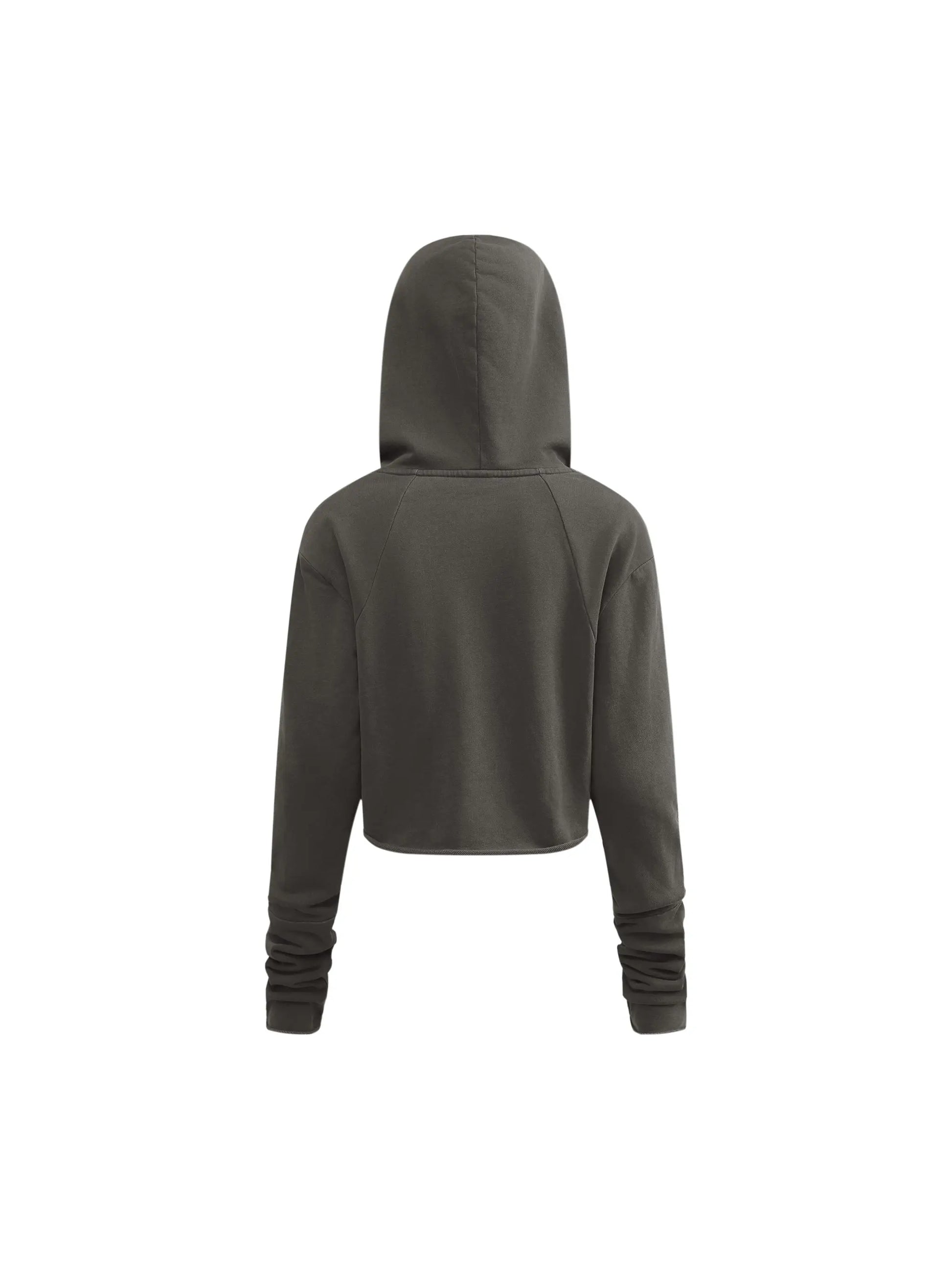 Vintage washed raw edge hoodie by ODMPOD, featuring a relaxed fit with distressed details and a comfortable casual style.