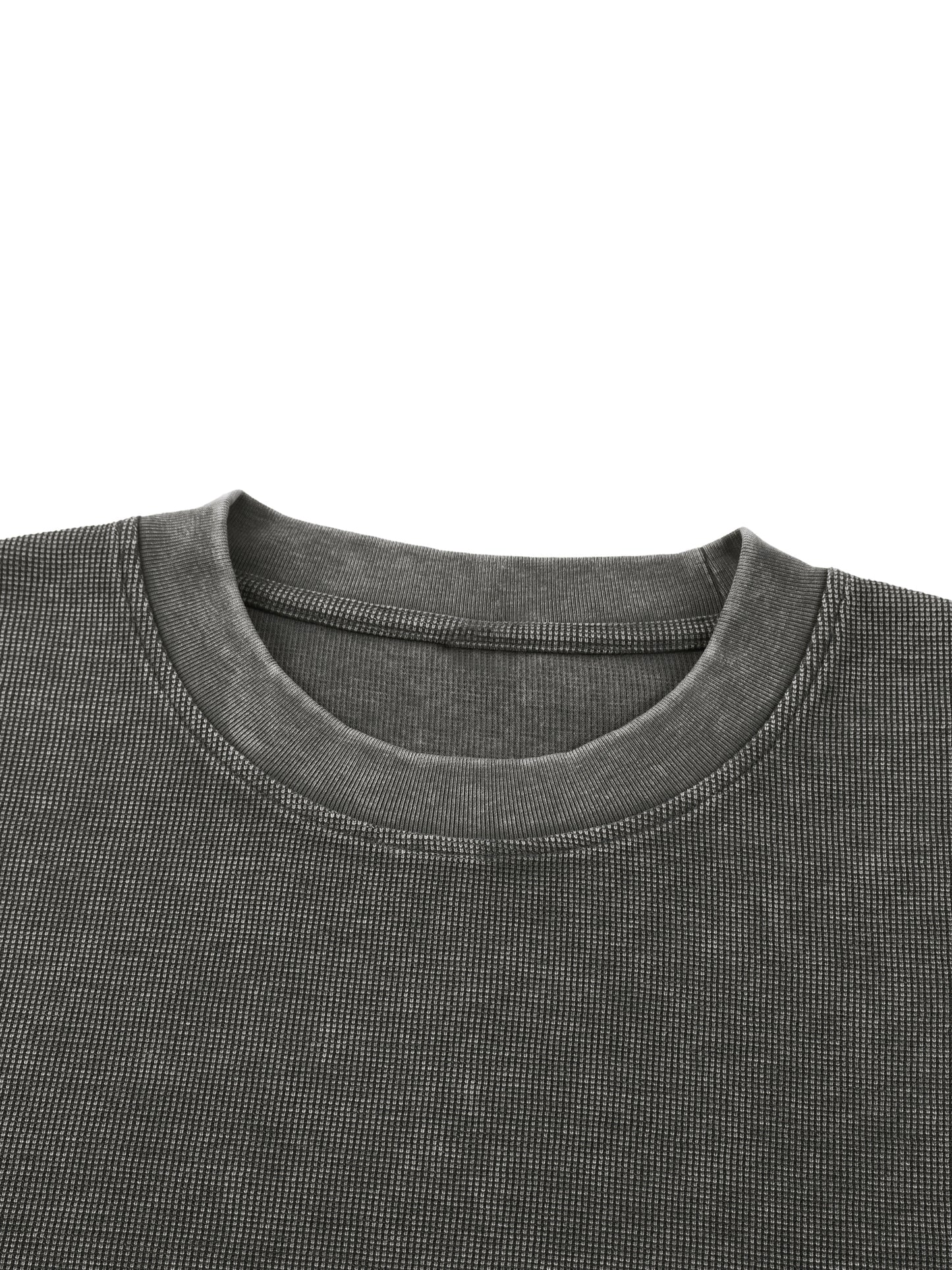 ODMPOD Mineral Wash Waffle Knit T-Shirt showing textured waffle fabric and relaxed fit in natural mineral wash finish.